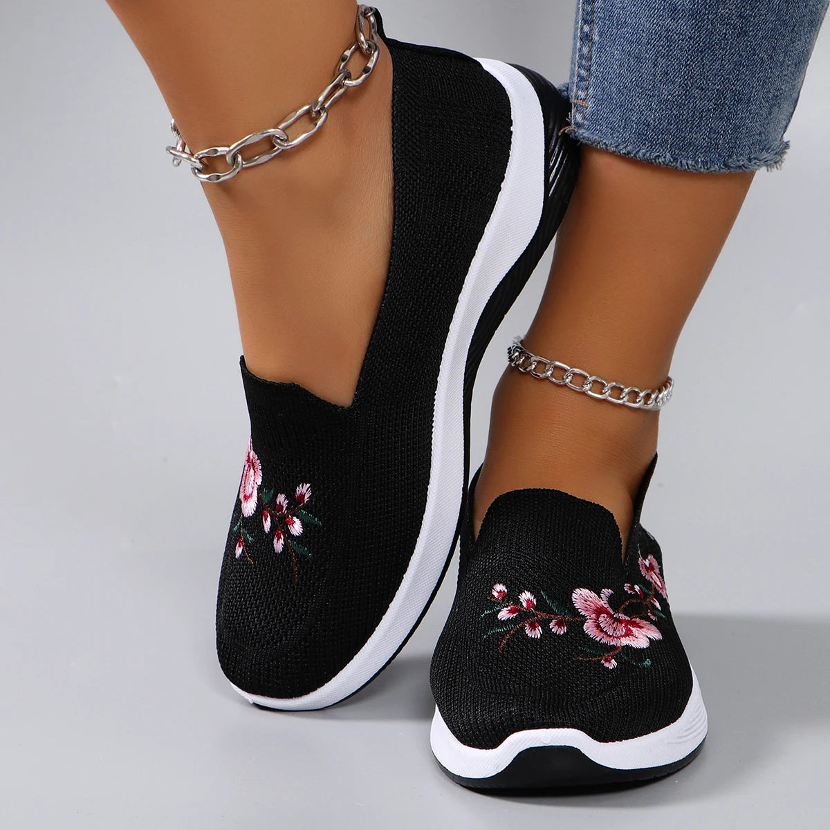 Women's Breathable Mesh Flat Sneakers — Lightweight Slip-On Casual Shoes