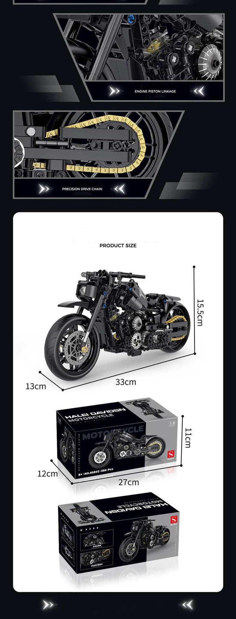 2024 Technical Motorcycle Building Blocks Bricks Duke Harleys Motorbike Racing Car Assemble Model Moc Vehicle Toys for Kids Gift