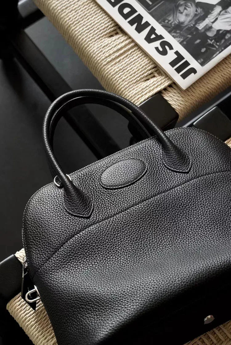 Premium Semi-handmade First-layer Cowhide Bowling Bag Portable Shoulder Large Shell Bag Commuting Temperament Versatile