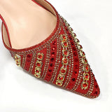 Rhinestone Pointed-Toe Slingback Heels & Bag Set