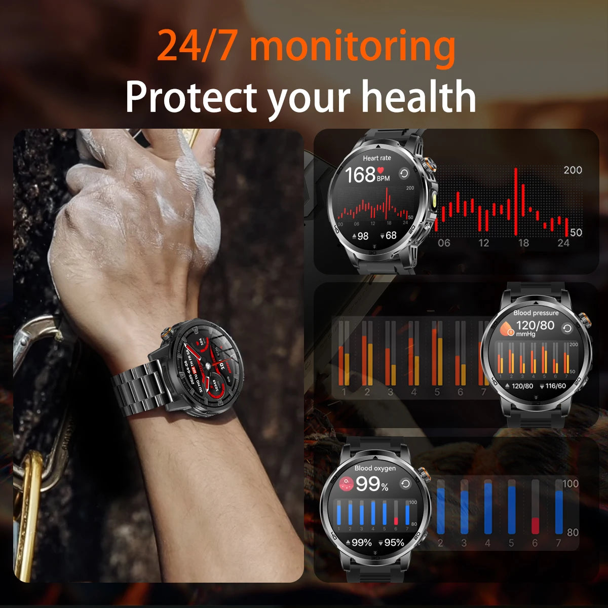 GUHUAVMI AK95 Pro Smartwatch – AMOLED, GPS & Flashlight