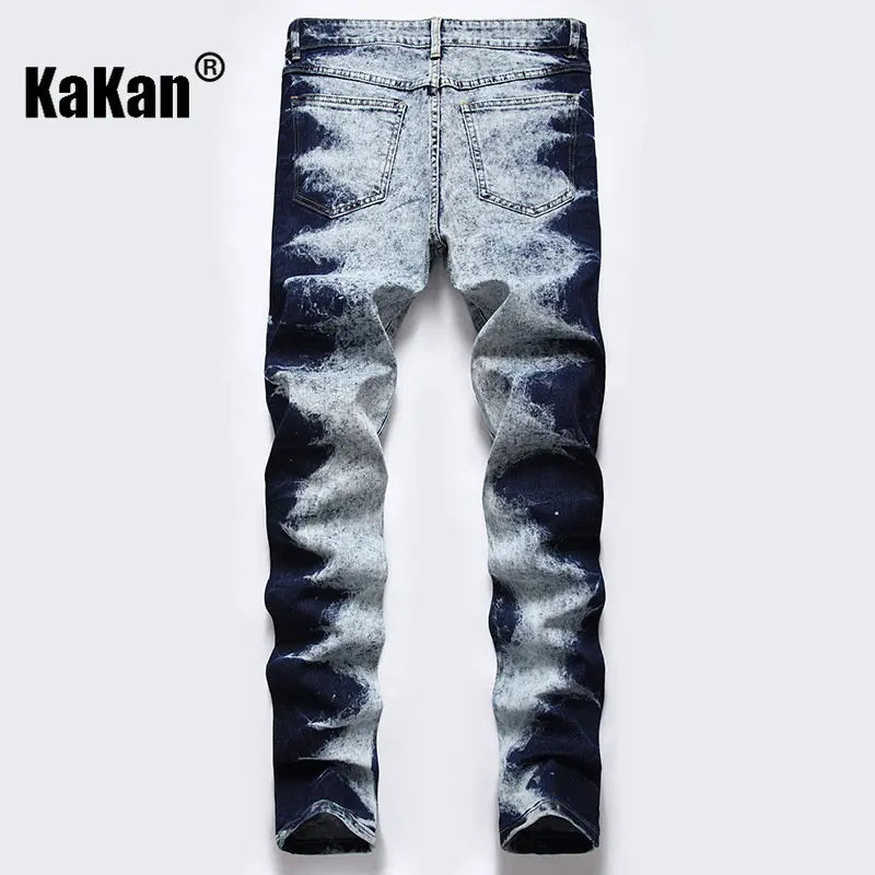 KAKAN Slim Straight Jeans for Men | Dark Blue Stretch Denim