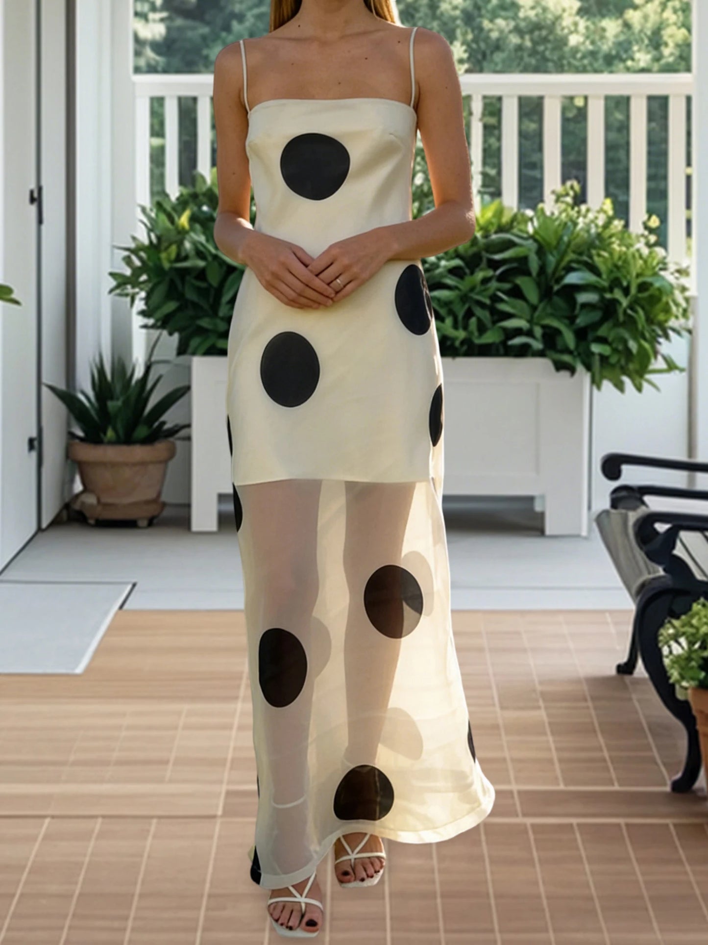 Floral Print Mesh Maxi Dress