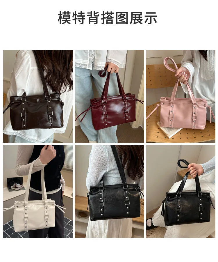 Women's Retro PU Leather Shoulder Tote Bag