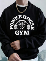 Powerhouse Gym Letter Printing Men Sweatshirts Winter Fleece Warm Hoodie Korean Loose Crewneck Pullovers Hip Hop Male Clothes