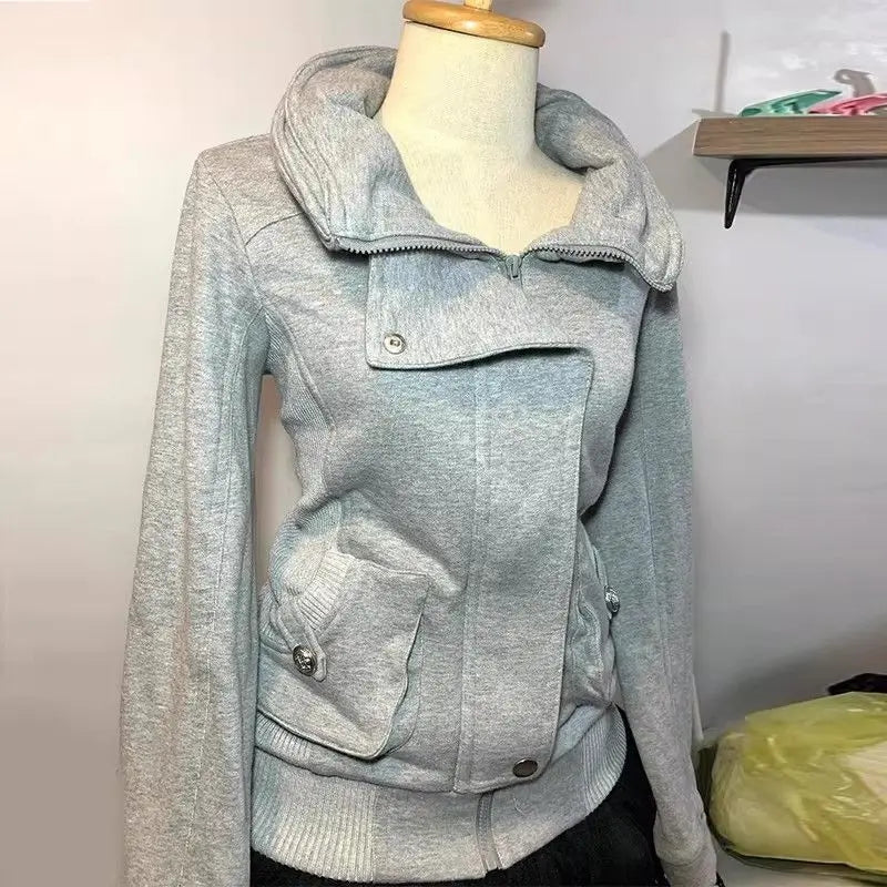 Women's Vintage Gray Zip-Up Sweatshirt