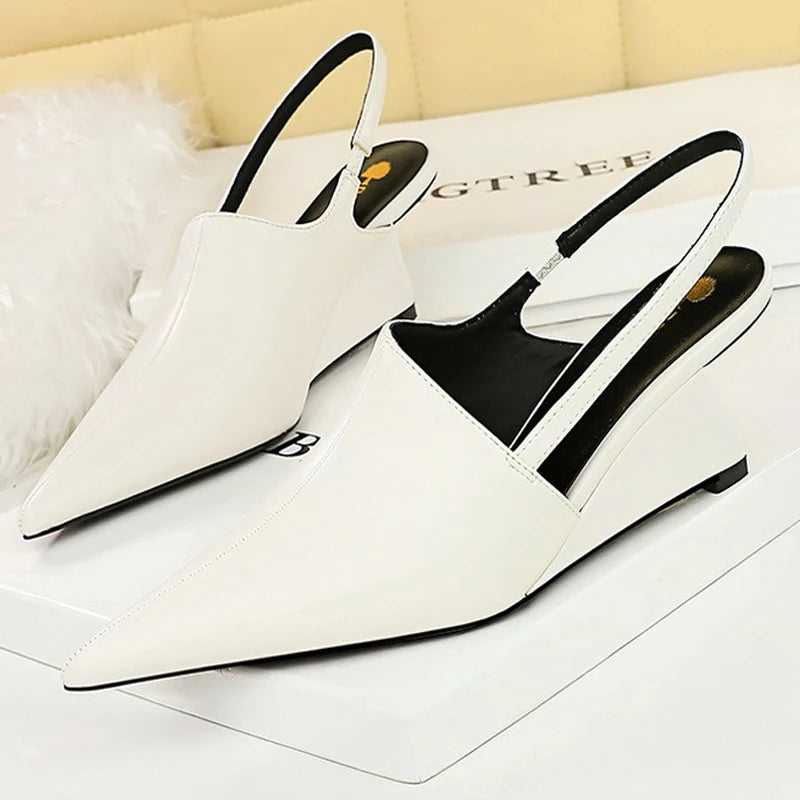 Designer Wedge Heel Sandals – Pointed Toe Women's Pumps