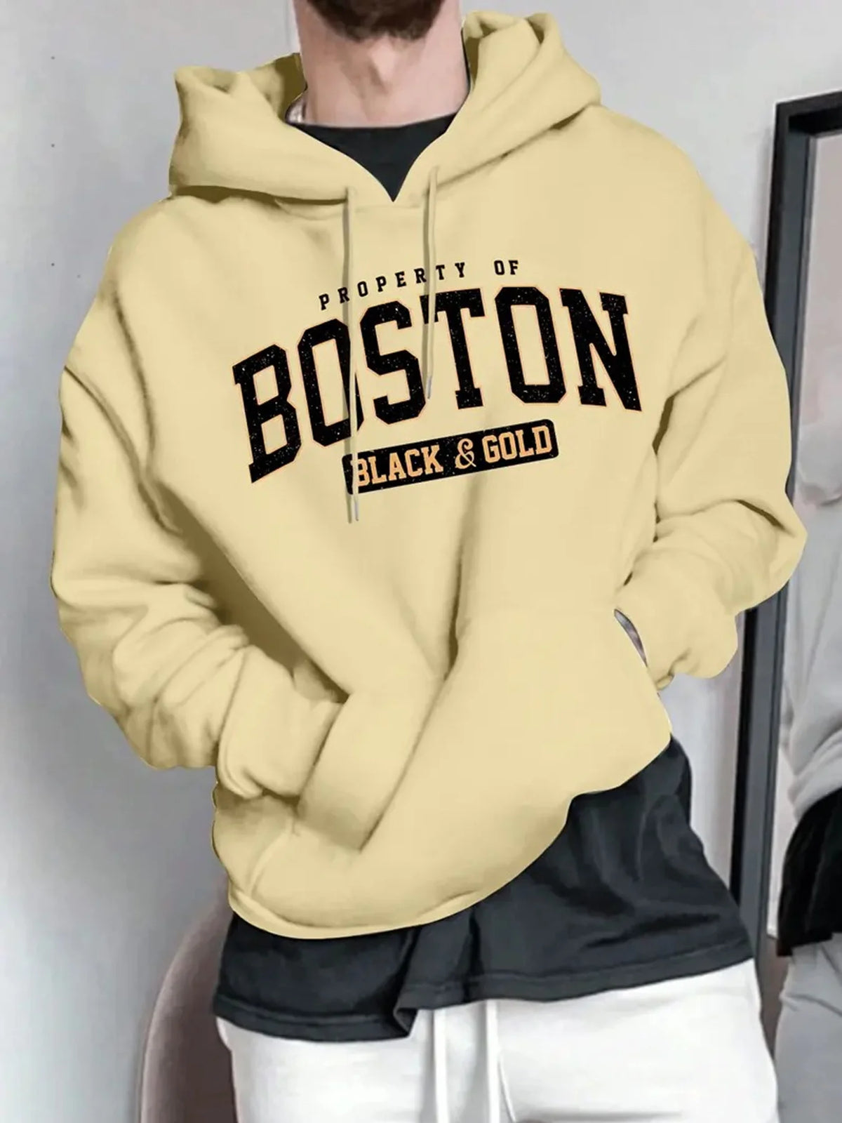 Men's Boston Print Fleece Pullover Hoodie