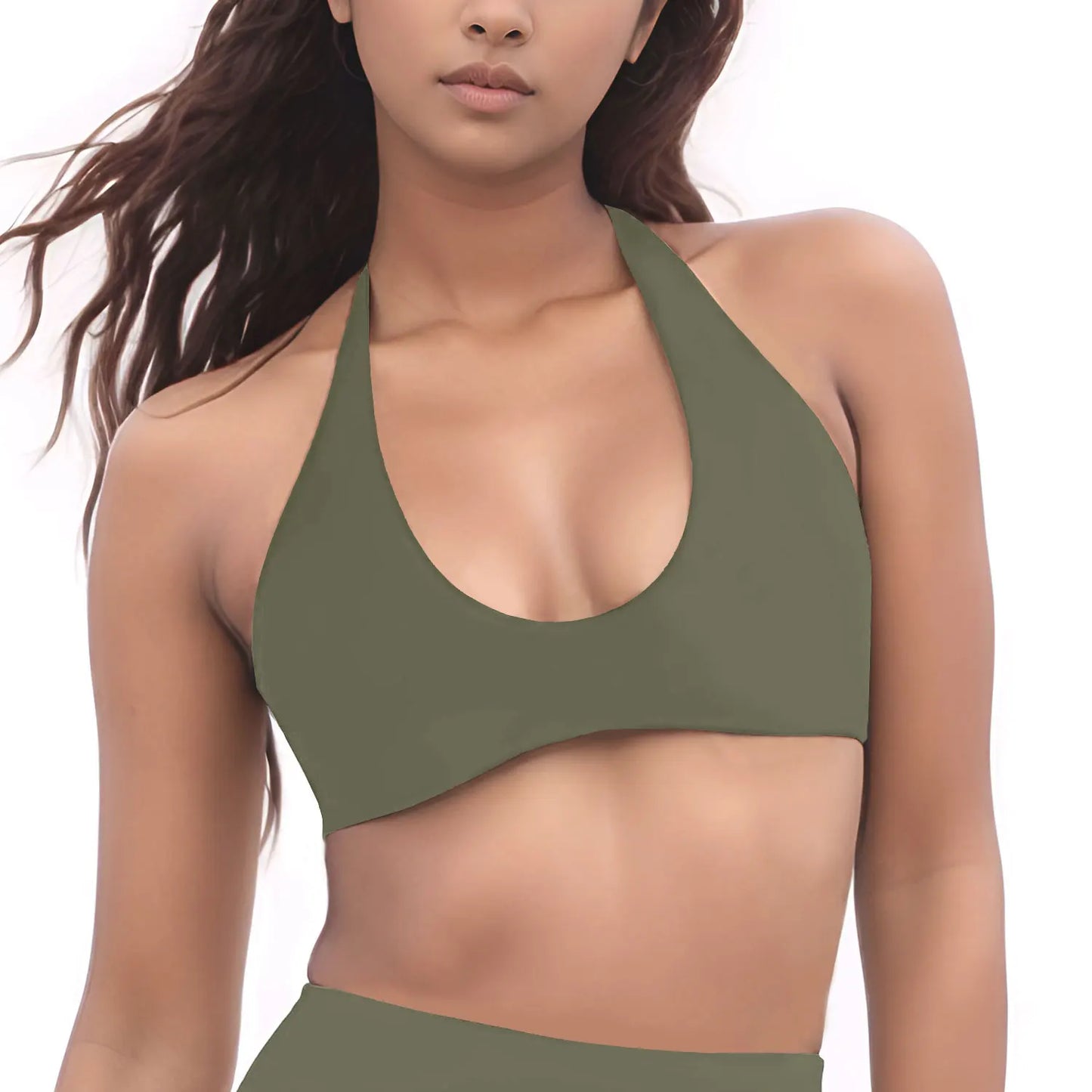 SoftMotion Halter Neck Bralette – High-Support Gym & Yoga Top