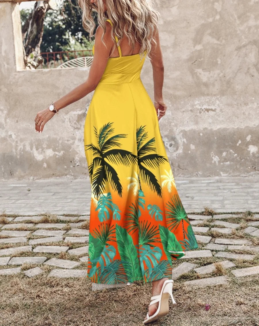 Ombre Leaf Eyelet Maxi Dress