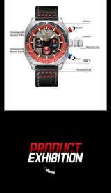 NAVIFORCE Sports Multifunction Waterproof Watches for Men Fashion Leather Luxury Brand Quartz Analog Luminous Square Wrist Watch