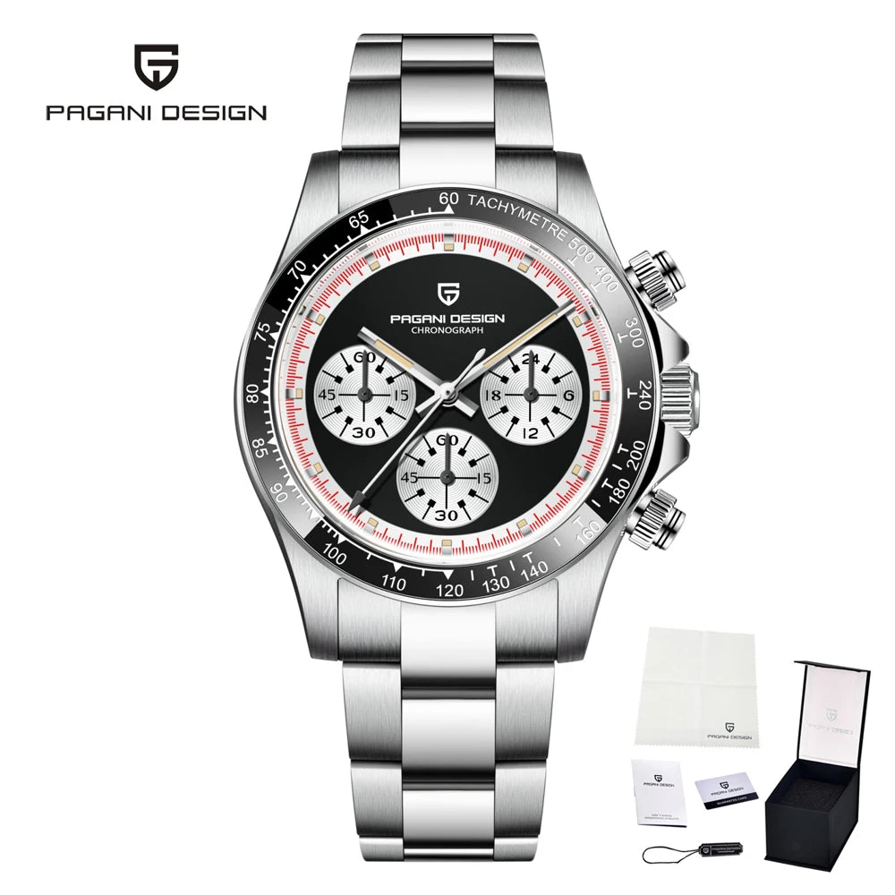2026 PAGANI DESIGN New Men Quartz Wristwatch Fashion Ceramic Bezel Chronograph Stopwatch Waterproof 100m Stainless Watch for Men