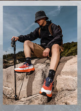Outdoor Hiking Shoes for Men, Lightweight Travel Hiking Shoes, Breathable Mesh Sneakers, Casual Walking Shoes, Rotating Buckle Design, Non-Slip and Wear-Resistant Trail Shoes, Suitable for Mountaineering and Camping, 2026 New