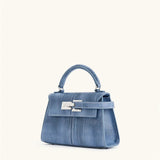 Elise Designer Tote – Premium Denim Blue Genuine Leather Crossbody Bag