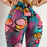 Women's High-Waist Butterfly Print Booty-Lift Yoga Leggings