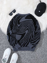 Men’s Contrast Maze Jacquard Crewneck Sweater