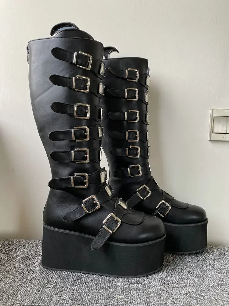 Gothic Platform Buckle Boots
