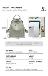 Zency Women's Soft Genuine Leather Travel Backpack Large Capacity Convertible Rucksack Knapsack Multi-compartment Shoulder Bag