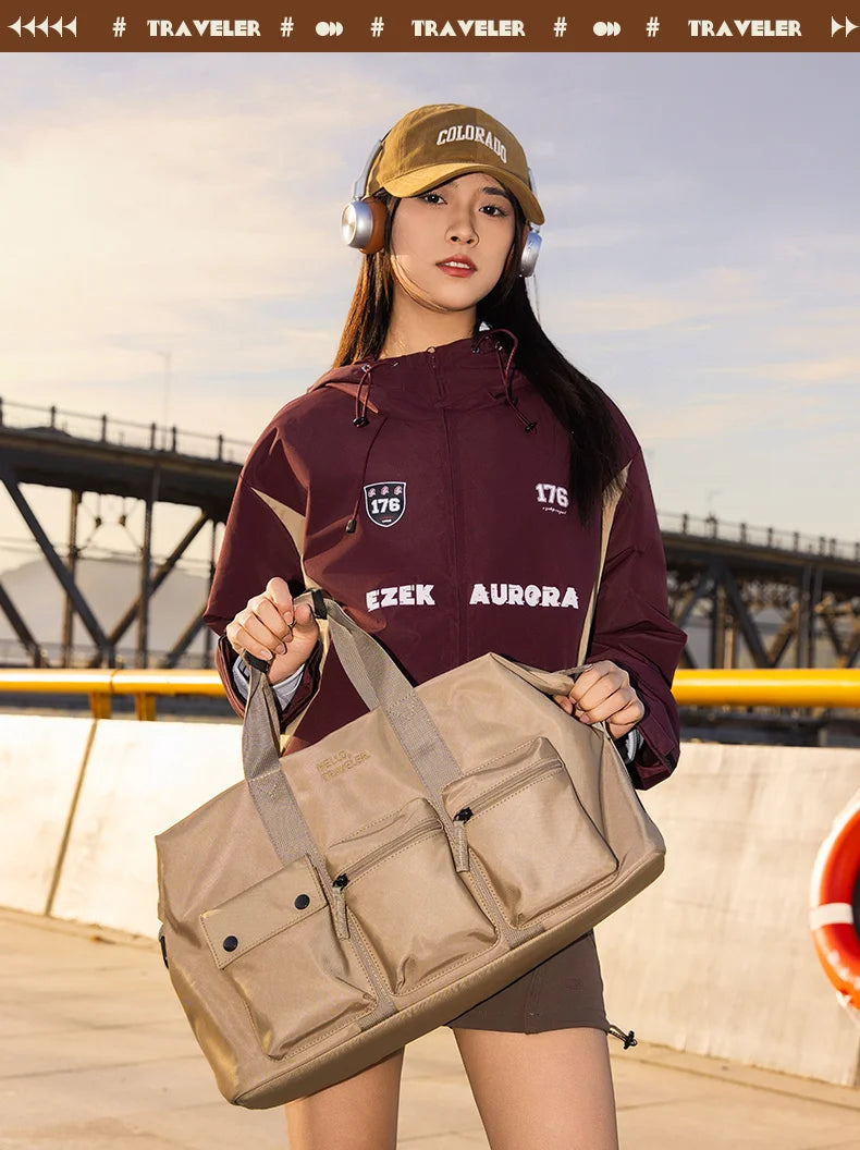Flower Princess Traveler's Short Distance Travel Bag Crossbody Large Capacity Multi Layer Fashion Luggage Bag for Men and Women