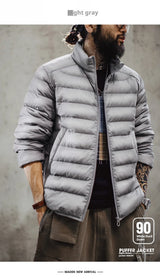 Maden Men's Lightweight Down Jacket | Stand Collar Puffer