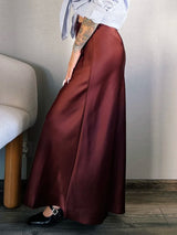 Women's Satin Maxi Skirt – Elegant Ankle-Length