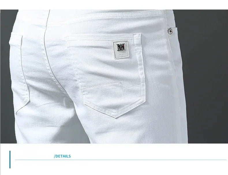 Men's Slim-Fit Cotton Jeans – Crisp White