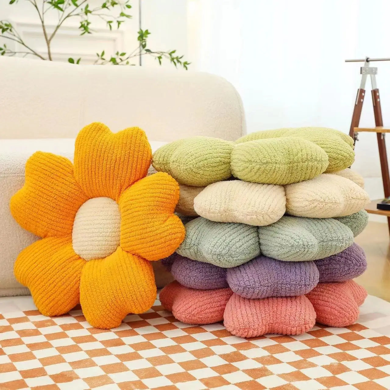 Five-Petal Flower Throw Cushion | Macaron Colors