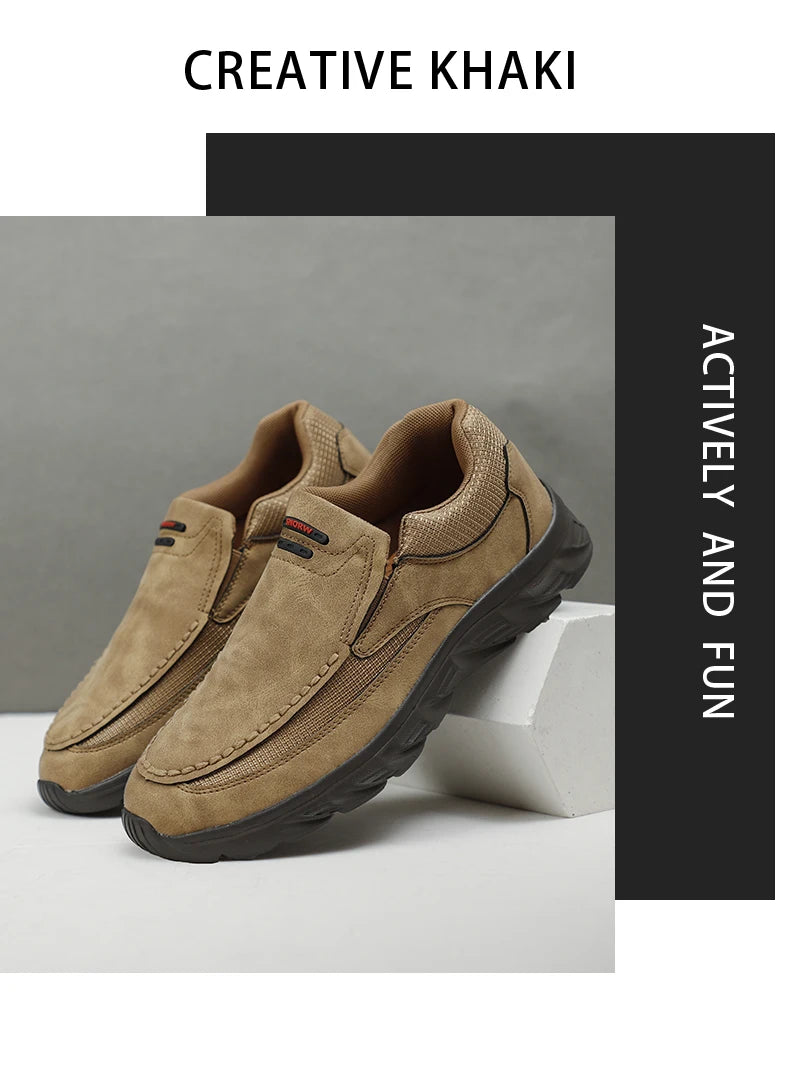 Men Leather Casual Shoes Breathable Loafers Men Sneakers New Male Comfortable Leather Flat Footwear Sneakers Men Shoes