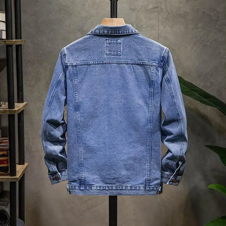 Trendy Workwear Casual Denim Jacket Thickened Fleece Lined Men's Clothing Versatile Jeans Outerwear for Youth