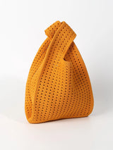 Handmade Knit Handbag Women Mini Shoulder Bag Female Casual Color Wide Stripe Plaid Tote Bag Student Cell Phone Package