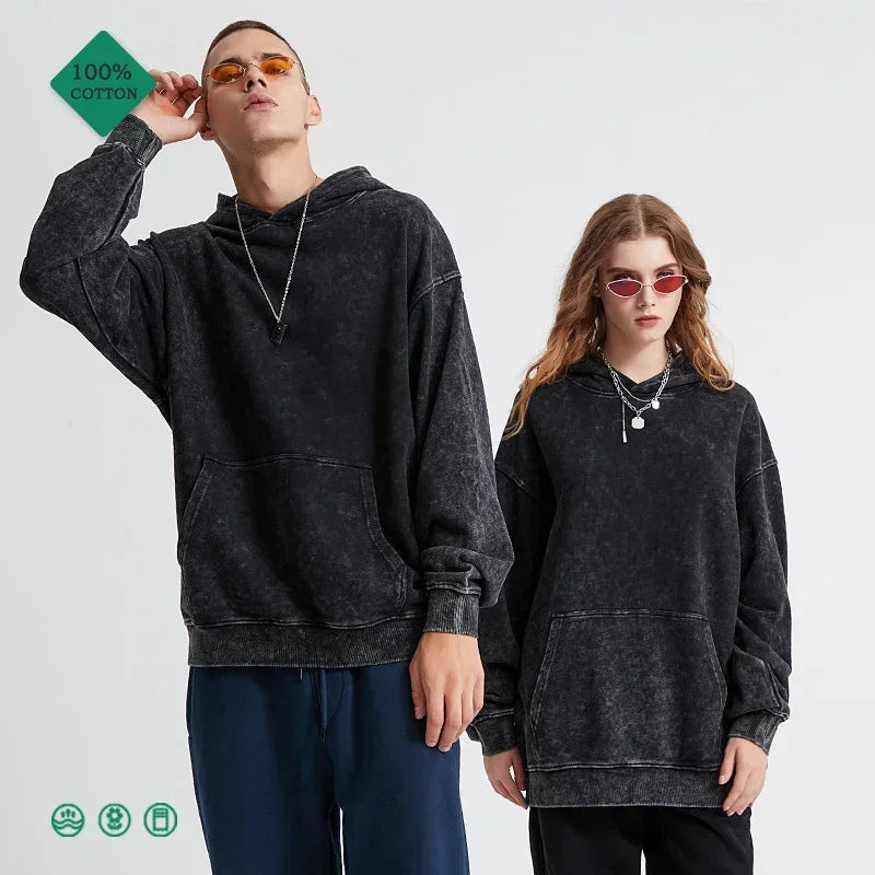 Vintage Wash Oversized Cotton Hoodie