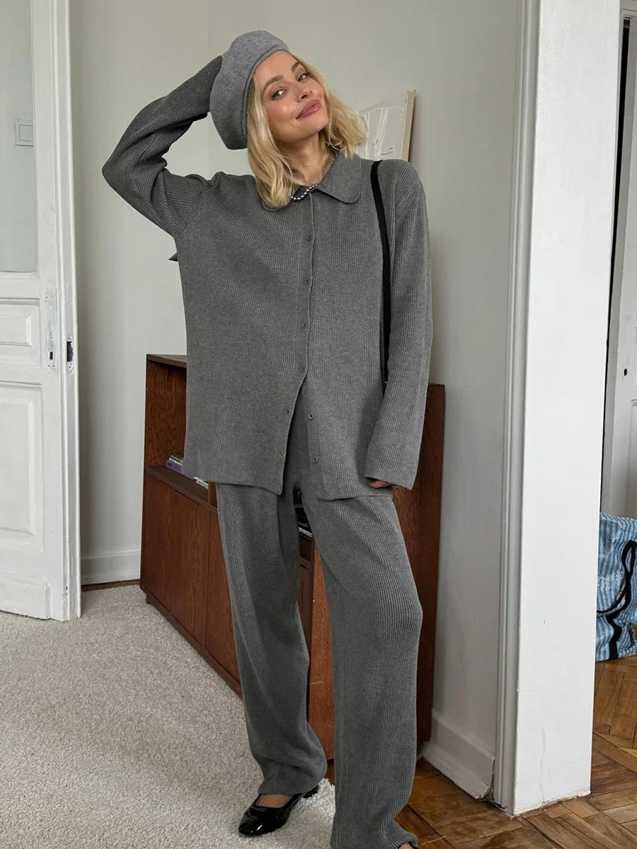 Bornladies Autumn Winter New Knit Cardigan Pants Set Loose Two Piece Casual Sweater Suit Women Thick Warm Soft Knitted Outfit