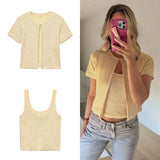Sequin Knitted Jacket & Camisole Set - Summer Office Wear