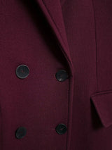 Elegant Burgundy Double-Breasted Long Coat