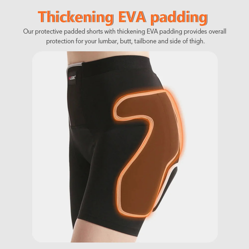 Adults Tailbone Hip Butt Pad 3D Hip Protector Padded Shorts for Ski Snowboarding