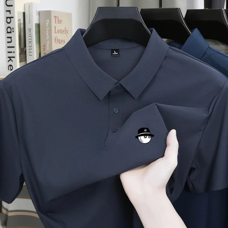 Men's Ice Silk Golf Polo Shirt – 10 Colors, M to 5XL
