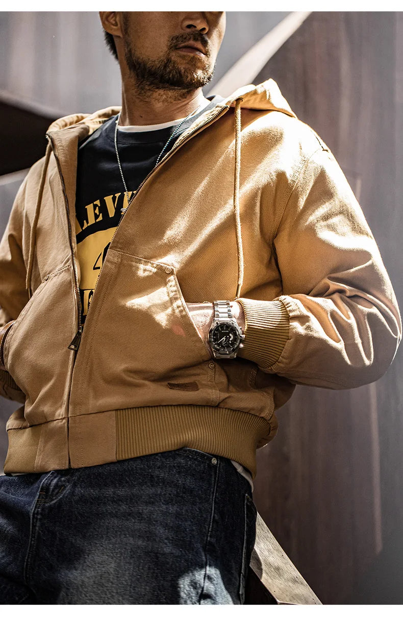 Maden J130 Heavyweight Canvas Hooded Jacket for Men
