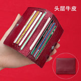 Ultra Thin Genuine Leather Card Holder 8 Slots Mini Wallet Slim Credit Card Case for Men Women