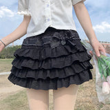 Kawaii Bow Mini Skirt – Ruffle Tiered A-Line