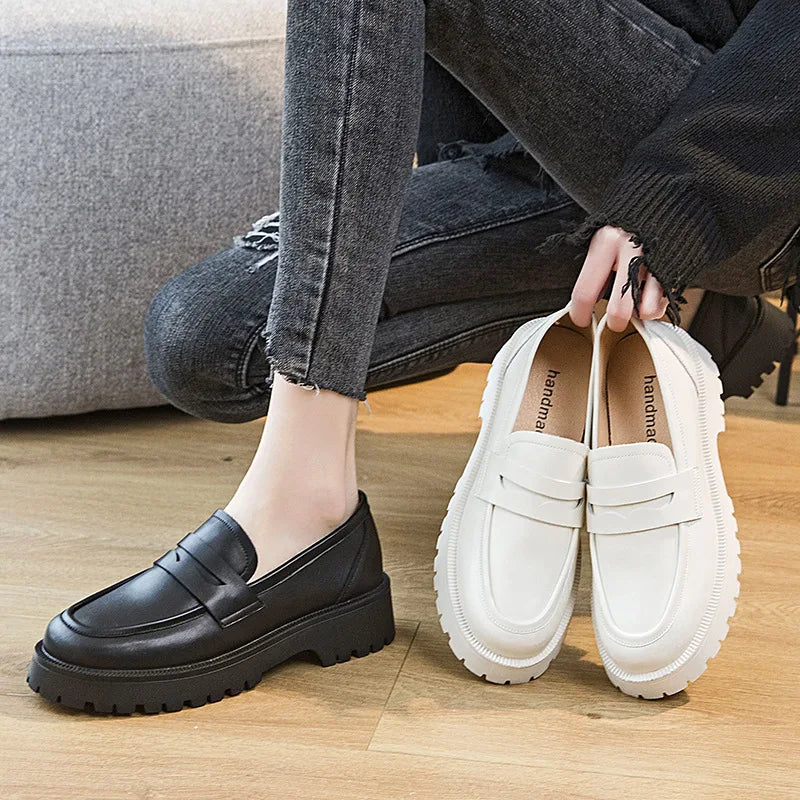 AIYUQI Women's Suede Square-Heel Loafers | British Style