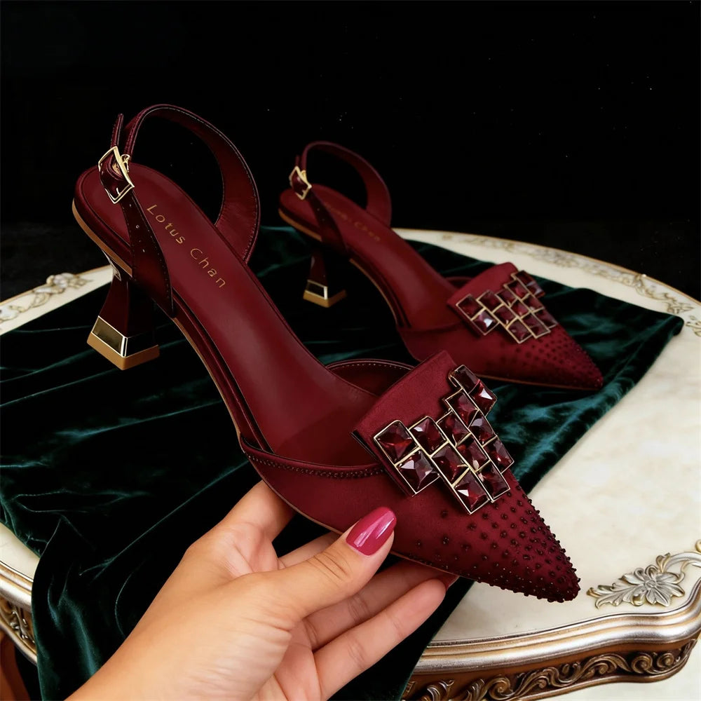 Women's Pointed-Toe Slingback Stiletto Heels with Sparkle Detail