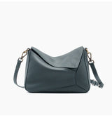 Pure 100% Cowhide Leather Women's Geometric Solid Color Shoulder Bag For Ladies Large Capacity Pillow Crossbody Handbag Luxury