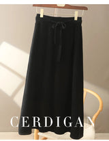 Wool A-Line Midi Skirt – Women's Knit Autumn Winter
