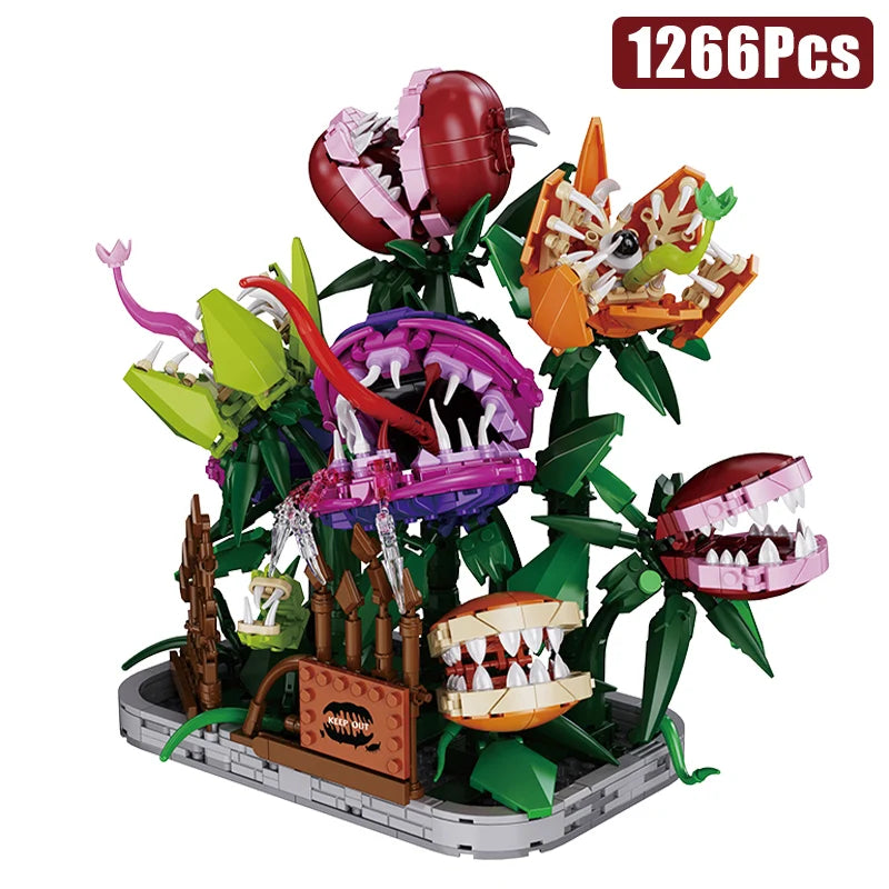 Creative 1266Pcs Carnivorous Plant Manor Building Blocks MOC Man-eating Flower Garden Bricks Home Decoration Toys Children Gift