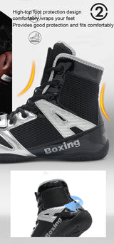 Wrestling Shoes Men 2025 High Top Professional Breathable Mesh Boxing Shoes Wrestling Fighting Sanda Weightlifting Squat Shoes