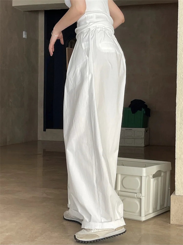 Women’s High-Waist Cotton Wide-Leg Pants