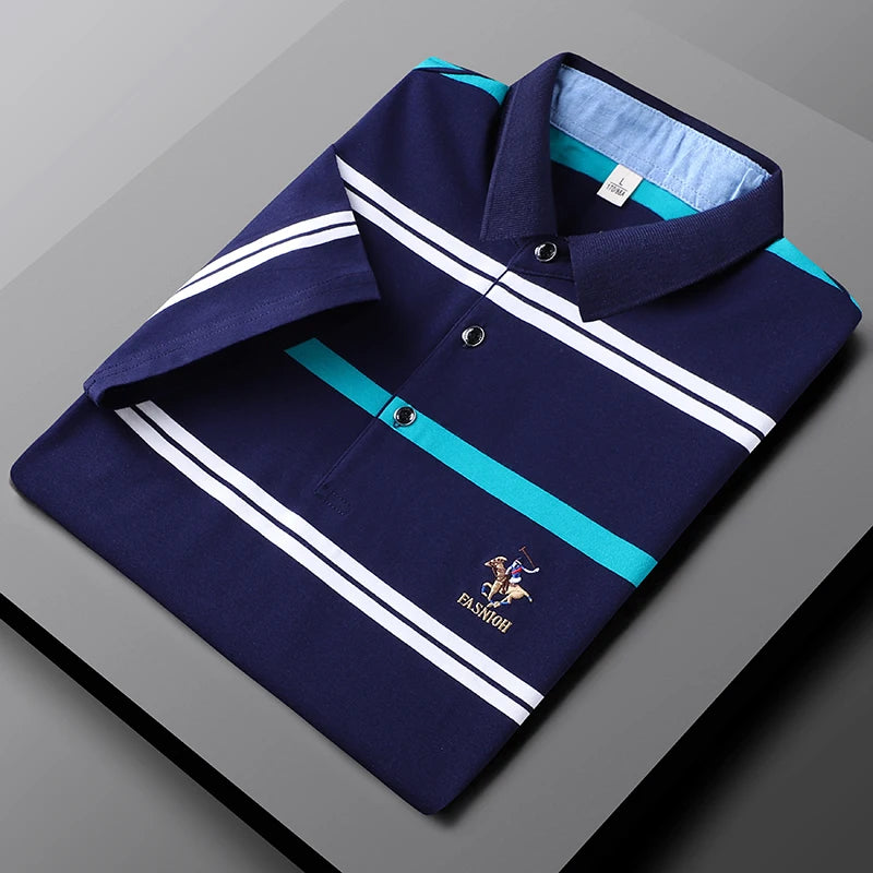 Men's Striped Cotton Polo Shirt | Casual Summer Style