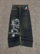 Dragon Print Y2K Baggy Jeans