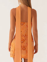 Floral Embroidered Sequin Mini Dress
