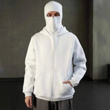 Y2K Double-Hood Zip-Up Balaclava Hoodie